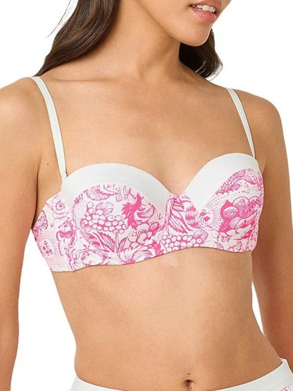 Lilly Pulitzer Leven Lil Fleur De Lilly Print Contrast Trim Bralette Swim Top
